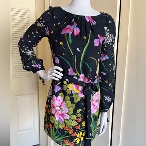Milly of New York silk floral dress with sleeve detail